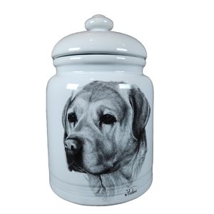 Rosalinde Dog Treat Jar Canister Porcelain Best Of Show Labrador White Medium